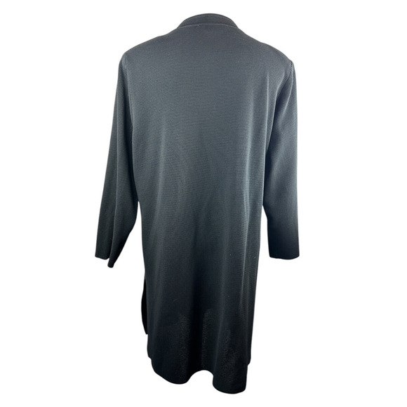 Exclusively Misook Long Ribbed Cardigan Black Duster Pockets Button Plus Size 3X - Picture 14 of 16